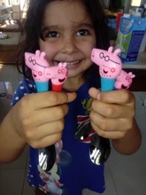Peppa Pig-cubiertos de acero inoxidable para niños, modelos de figuras de la familia George Pig, vajilla, regalo de cumpleaños