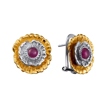 

Silver earrings with rubies sunlight sample 925