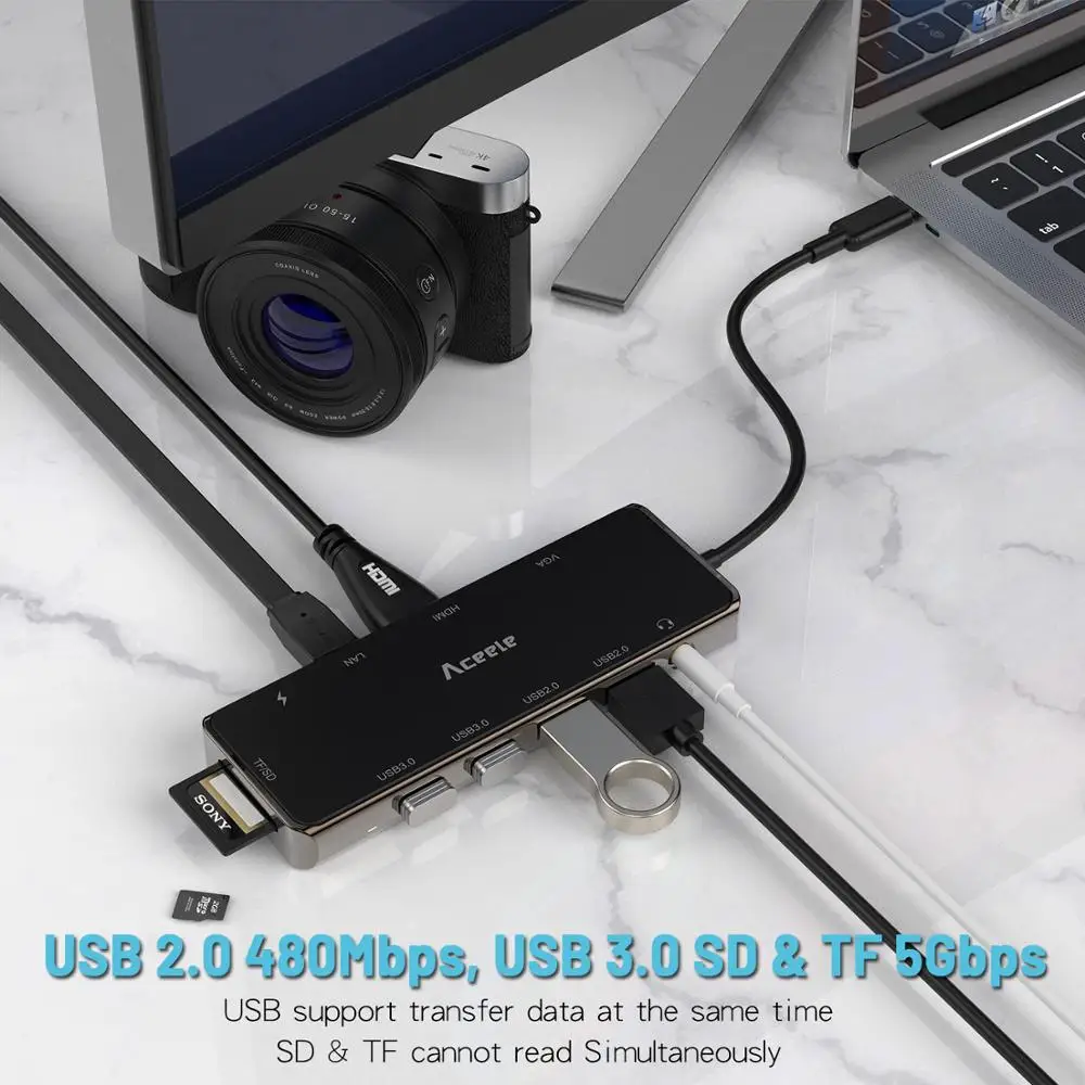 Aceele USB C концентратор многофункциональный металлический+ силиконовый концентратор для Macbook Pro Macbook Air samsung Galaxy Tab S6