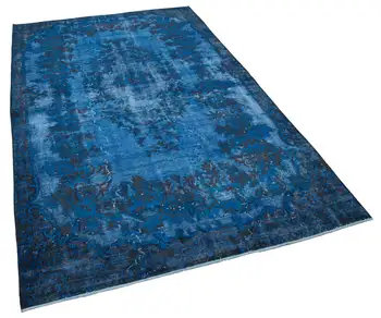 

165x271 Cm Blue Handmade Over Dyed Rug-5x9 Ft