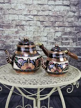 6- Turkish Tea Pot Arabic Teapots Copper Tea Pot Handmade Tea Set Traditional Turkish Tea Coffee Pot Kettle Boiler Made in Turkey