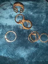 Tocona 8 unids/set, Anillos geométricos conjuntos de cristal claro de cadena de oro de piedra anillos de apertura para la joyería de las mujeres accesorios 9012