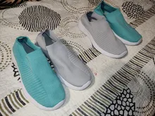 Zapatillas de deporte de tejido de punto para mujer, zapatos planos femeninos, de talla grande, para caminar de primavera verano