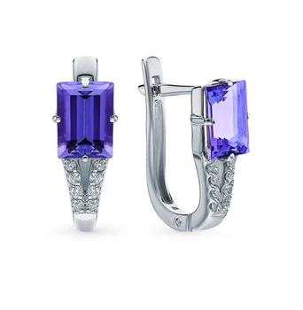 

Gold earrings with tanzanite and diamonds sunlight sample 585