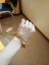 Pulseras con cadena de Color dorado multicapa para mujer, brazaletes con dije de corazón, brazaletes de cristal, novedad de 2020