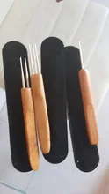 3 unids/set de gancho de Crochet de rastas Loc aguja de Crochet de madera de 0,5 Mm 0,75 Mm doble aguja de Crochet para Dreadlocs pelo Plussign de
