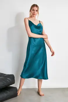 

Trendyol Funnel Collar Satin Nightgown THMAW21GC0006