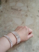 Pulsera elástica con diamantes de imitación de cristal para mujer, brazalete de oro ostentoso, joyería nupcial para boda, 4/5/8 filas