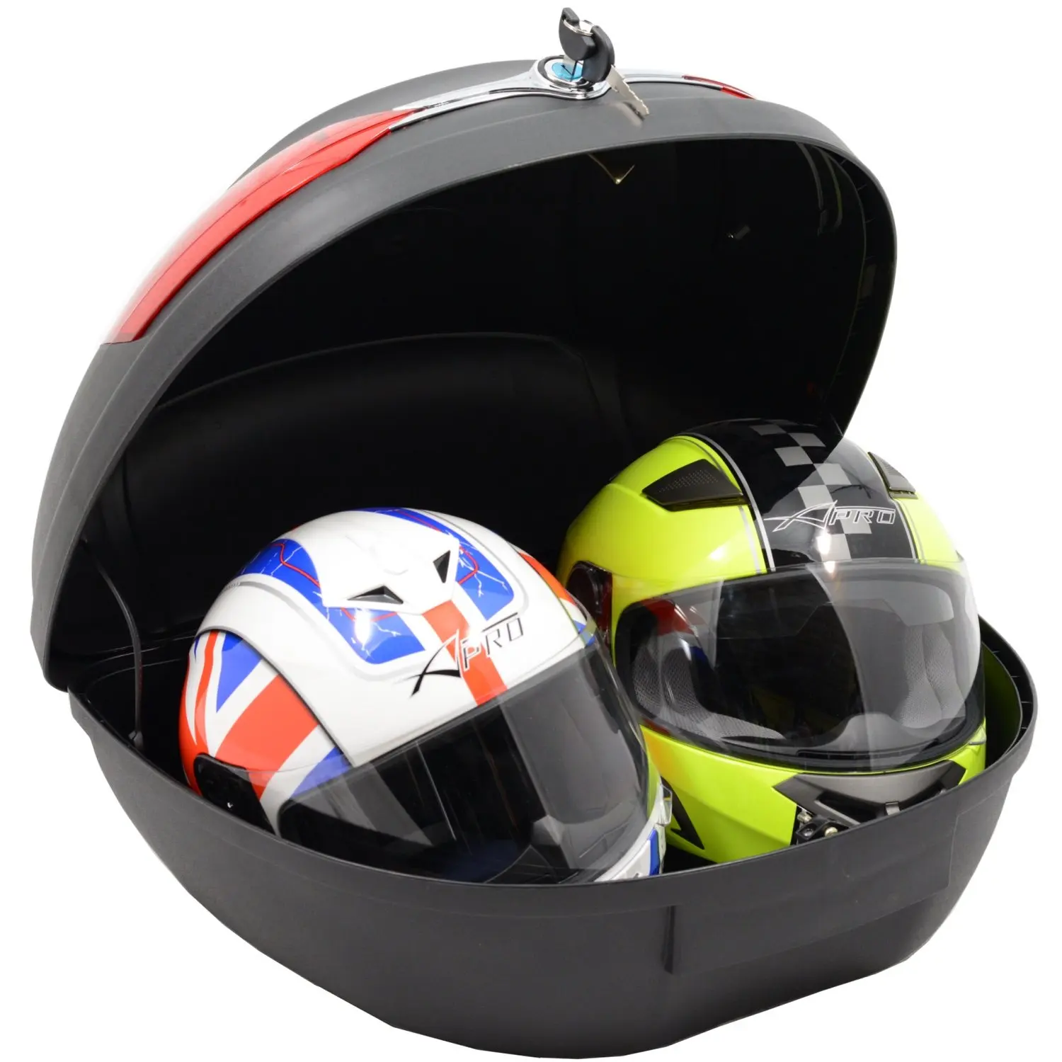 Baul Moto 2 Cascos Negro 45 Lts Vam 45 Respaldo Siamotos+