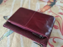 Mini Cartera de piel auténtica con cremallera para hombre y mujer, monedero pequeño y delgado de estilo Vintage