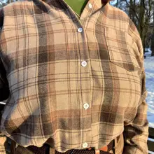 Plaid Shirt Tops Long-Sleeve Office Women Coat Loose Ladies Karsany And