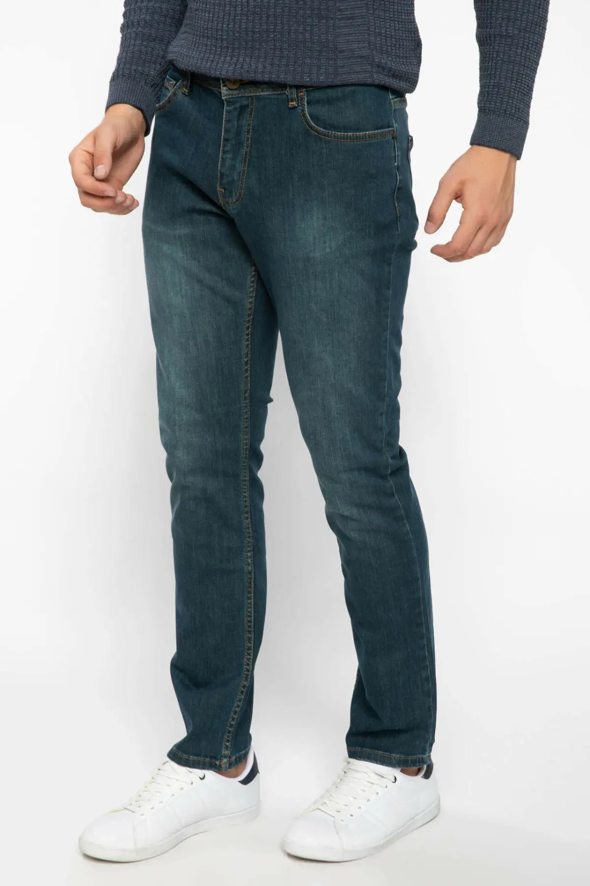 DeFacto темно-синие мужские тонкие джинсы с карманами и низкой талией, джинсовые длинные штаны, мужские повседневные Trousers-J7751AZ18AU