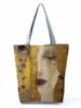 Customized Oil Painting Tears Cloth Tote Bags For Women Gustav Klimt Ladies Fashion Handbag Large Capacity Shopping Totes Bags 3