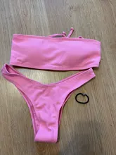 Bikini sin tirantes para mujer, bañador de 2 piezas, ropa de baño unicolor, conjunto de Bikini Sexy para mujer, traje de baño de cintura alta con Push-up, Bikini rosa y azul 2020