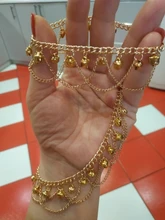 Tobillera con cadena metálica dorada para mujer, cadena para tobillo con borla, campanas cadena con sonido, pulsera para tobillo, joyería para pie, 2017