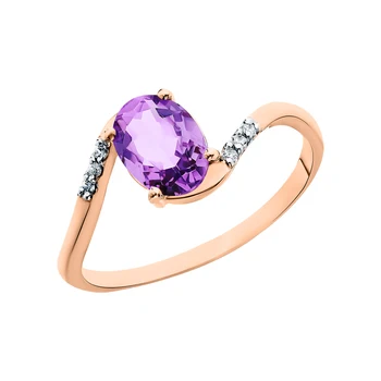 

Gold ring with amethyst and cubic zirconia sunlight sample 585 test