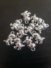 WYSIWYG-10 Uds. De colgante de dinosaurio de Color plata antigua de 12x15mm para fabricación de joyería DIY, accesorios de joyería