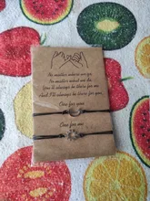 Conjunto de 2 uds. De pulseras trenzadas hechas a mano para mujer, de cuerda de hilo negro, abalorios bohemios para sol y luna, brazaletes para parejas