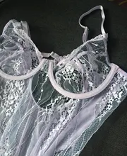 Yimunancy-Body de encaje Floral para mujer, Body transparente Sexy de peluche, monos ajustados para mujer 2020