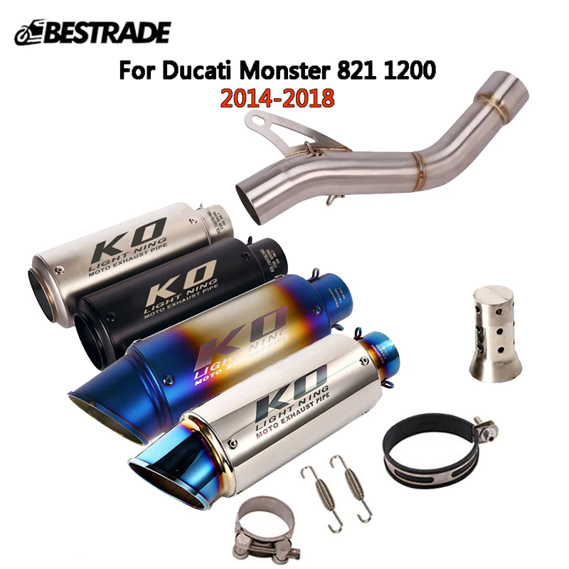 

Motorcycle Exhaust System For Ducati Monster 821 1200 2014-2018 Middle Link Pipe Slip On 51mm Muffler Tube Stainless Steel