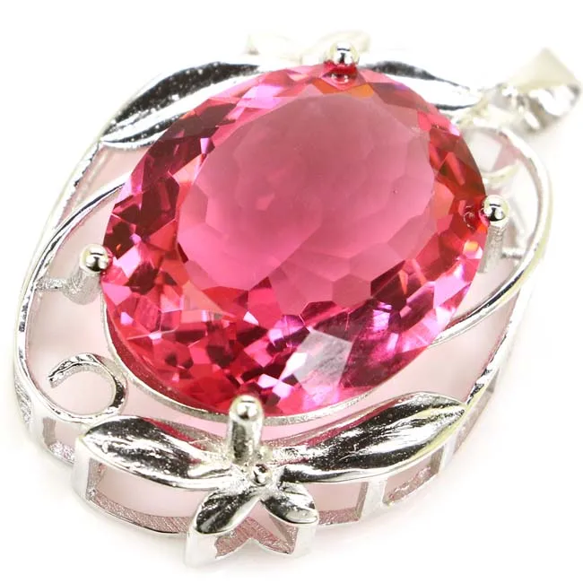 Большой овальный розовый кулон из морганита серебра 925 пробы 8 4 г 35x25 мм|Подвески| |