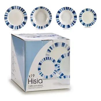 

Tableware Blue Porcelain (25,5 x 25,5 x 24,5 cm) 19 pcs