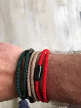 Pulseras de cuerda roja minimalistas para hombre, cierre magnético de acero inoxidable, doble hilo de Milán, negro