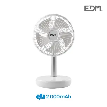 

FAN DESKTOP RECHARGEABLE WHITE 4W Ø BLADES 17 CM EDM