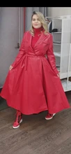 Trench-Coat Skirted Maxi Nerazzurri Long-Sleeve Extra Black Plus-Size Women Fashion Red