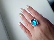 Anslow de joyería de moda de calidad superior Retro Oval grande anillo de dedo de cristal para las mujeres parejas de mujeres regalo de día de San Valentín LOW0041AR