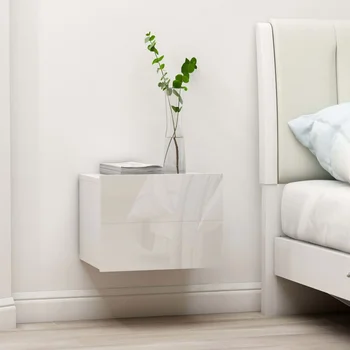 

Nightstands white glossy 2 PCs 40x30x30 cm in particleboard tables