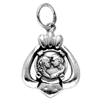 

Pendant 925 Sterling silver m medal couple lovers' kiss [1213]