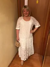 Robe Femme Maxi Long-Dress Crochet O-Neck Lace Party-Vestidos Women Summer 3/4-Sleeve