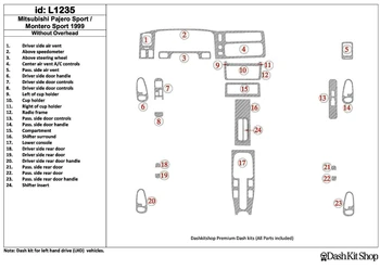 

Interior trim for Mitsubishi Montero Sport 1999-UP. Set L1235.