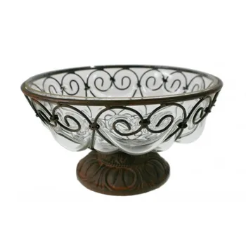 

Fruit Bowl centerpiece metal and glass vintage style. Measures: 15x26x26 cm.