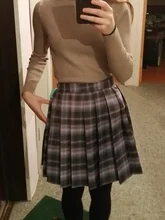 QRWR-minifaldas plisadas para mujer, faldas de cintura alta, estilo coreano japonés, a cuadros, para verano, 2021