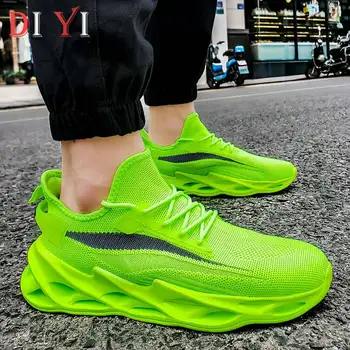 

Damping Men's Sneakers Sport Slip-on Air Mesh Mens Running Shoes Hollow Sole Sports Shoes for Men Light Blade Athletic Shoe A21