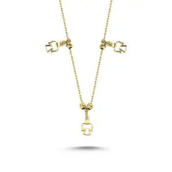 

Angemiel 925 Sterling Silver Angel Pattern Sterling Dangle Necklace-Gold Plated