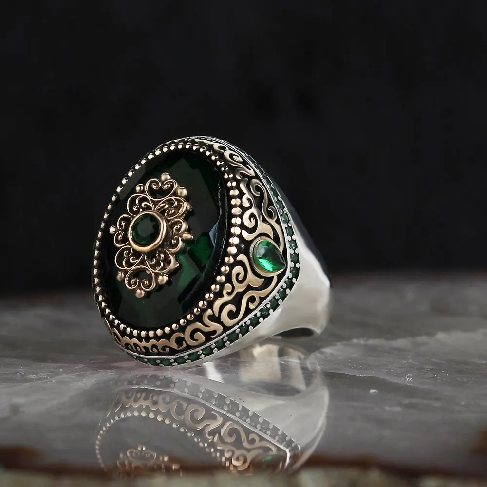 

Real Pure 925 Sterling silver ring real zircon stone hand made made in turkey luxury and trendy model vintage style model