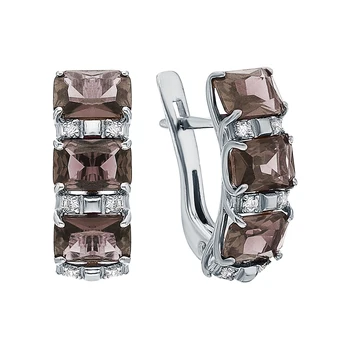 

Silver earrings with раухтопазами and cubic zirconia sunlight sample 925