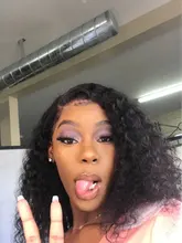 Wig Curly Human-Hair-Wigs Lace-Frontal Black Remy Women RXY for 360