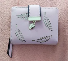 Cartera de moda para mujer, billetera corta, bolso de mano con huecos, monedero de cuero PU, tarjetero