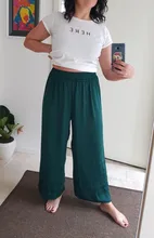 Pantalones de pierna ancha de seda para mujer, mallas tobilleras sueltas de pierna ancha, informales, cintura elástica, RZBY110