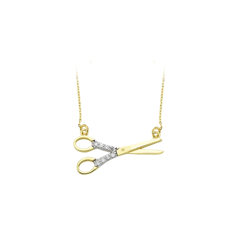 

14K Solid Gold Scissors Necklace