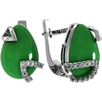 

Volga jeweler earrings with chrysoprases and cubic zirconia from silver