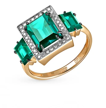 

Gold ring with emeralds and diamonds sunlight sample 585
