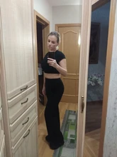 Conjunto de 2 piezas de Top y pantalones largos acanalados para mujer, chándal Sexy de manga corta con cuello redondo, Conjunto femenino 2021