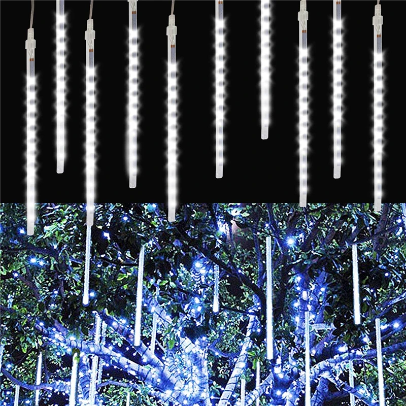 Dipimpin hujan Meteor cahaya natal hiasan lampu pohon surya tali hujan kedap air air hujan p Icicle cahaya taman dekorasi pesta