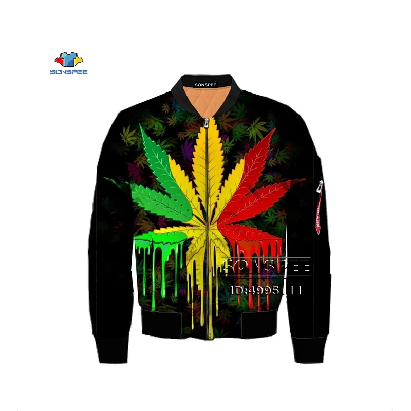 

SONSPEE New Reggae Singer Bob Marley Weed 3D Print Men Winter Thick Bomber jacket Flight Jacket Long Sleeve Streetwear Plus size