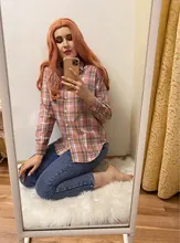 KarSaNy Boyfriend Oversized Shirt Plaid For Women Blouses And Tops Spring Loose Plaid